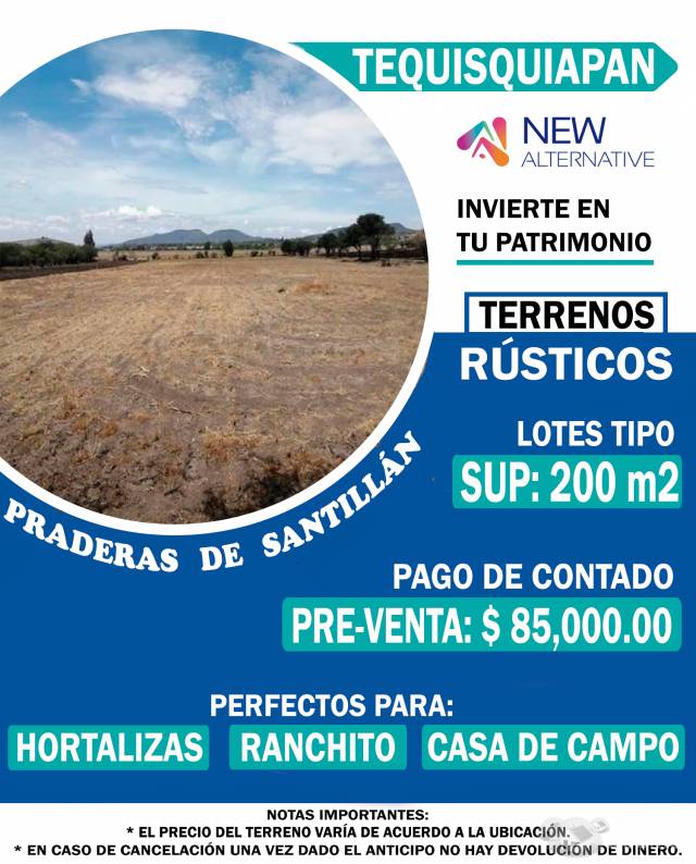 Terrenos 200 m2 campestres en venta en Tequisquiapan